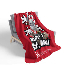 Load image into Gallery viewer, Holiday Sherpa Blanket - &quot;Nutty O&#39; St. Nick&quot; Squirrel Christmas Throw